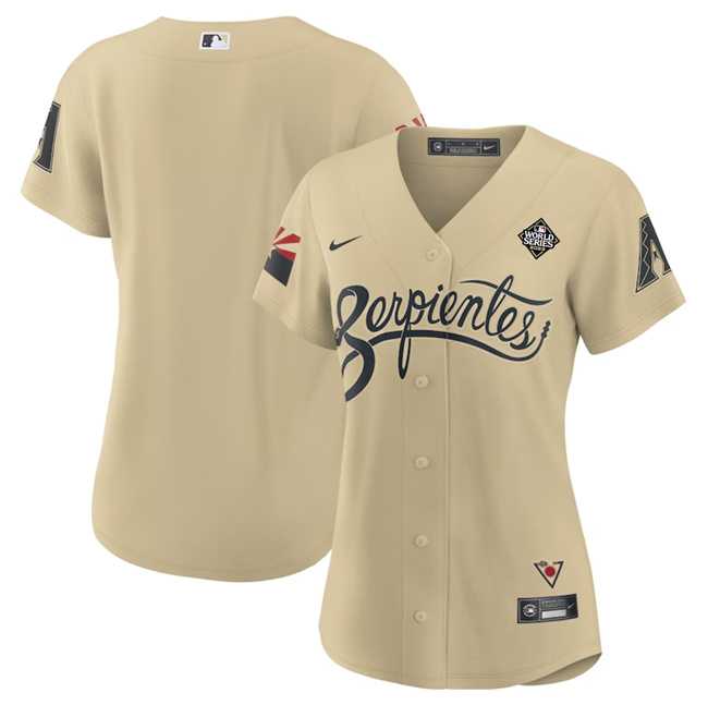 Womens Arizona Diamondbacks Blank Gold 2023 World Series City Connect Stitched Jersey(Run Small) Dzhi->mlb womens jerseys->MLB Jersey